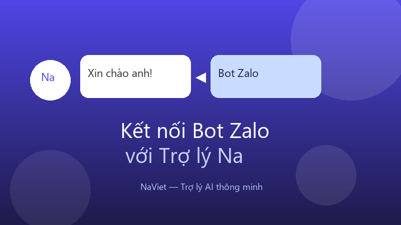 Kết nối Zalo Bot NaViet - nhập Bot ID + Secret Key tại Cài đặt → Zalo Bot Platform